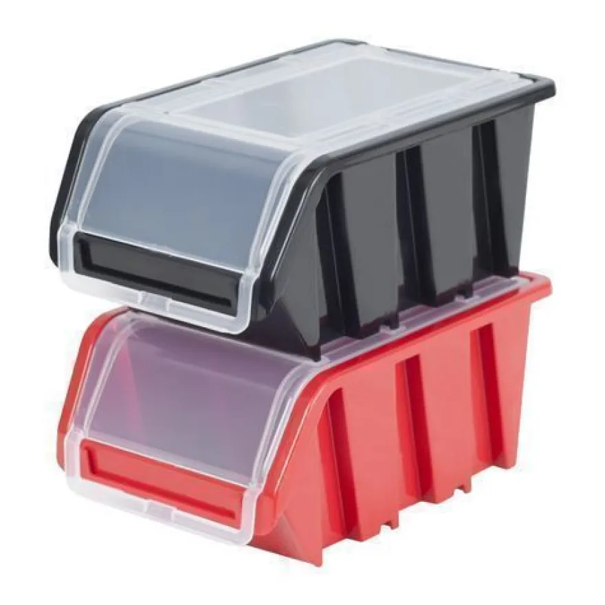 Set Wandregal Boxen 14 Stapelboxen schwarz rot