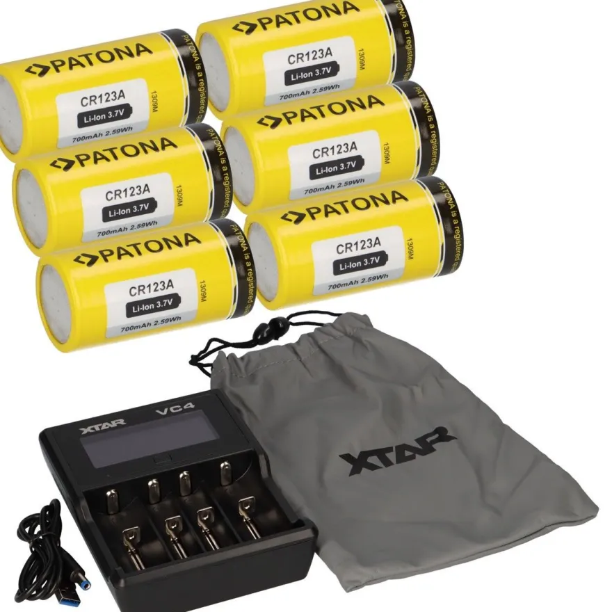 Set 6x Patona CR123A Akku + Xtar VC4 Ladegerät Li-Ion NiMH