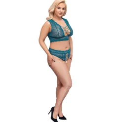 Sexy Soft BH Set XL - 4XL weiche Spitze + String Schritt offen + Dessous