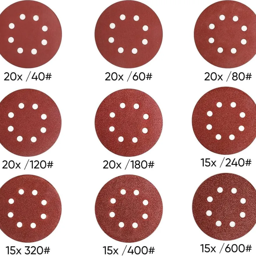SHALL 160 Stück 125mm Schleifscheiben (Klettverschluss, 9 Typen, gemischte