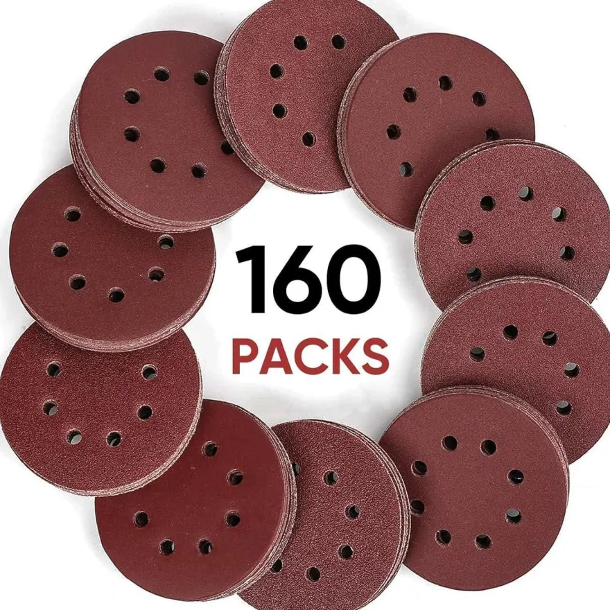 SHALL 160 Stück 125mm Schleifscheiben (Klettverschluss, 9 Typen, gemischte