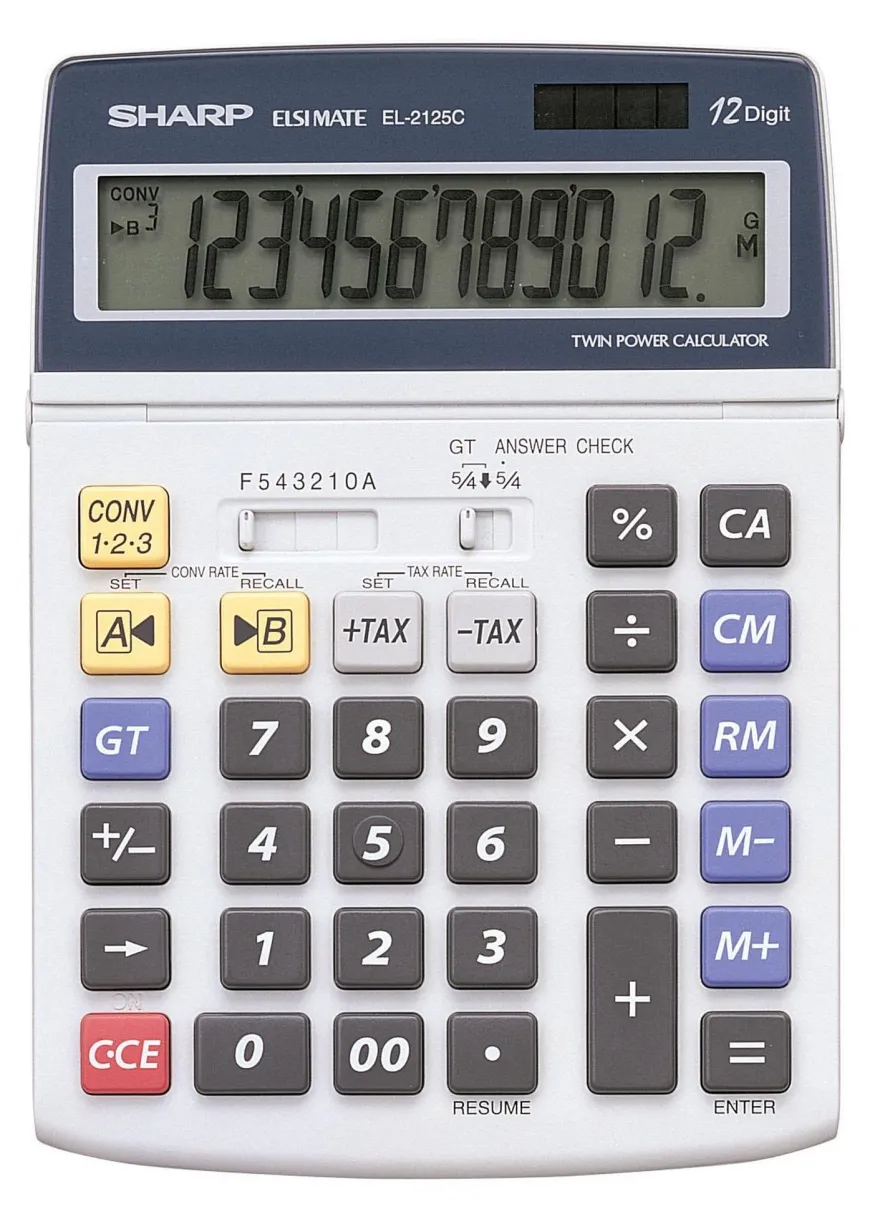 Sharp Tischrechner anzeigend EL-2125 C 12 Stellen, Solar/Batterie
