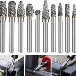shengbenhao Hartmetall-Frässtifte mit Doppelschnitt, 6mm Schaft für Metall