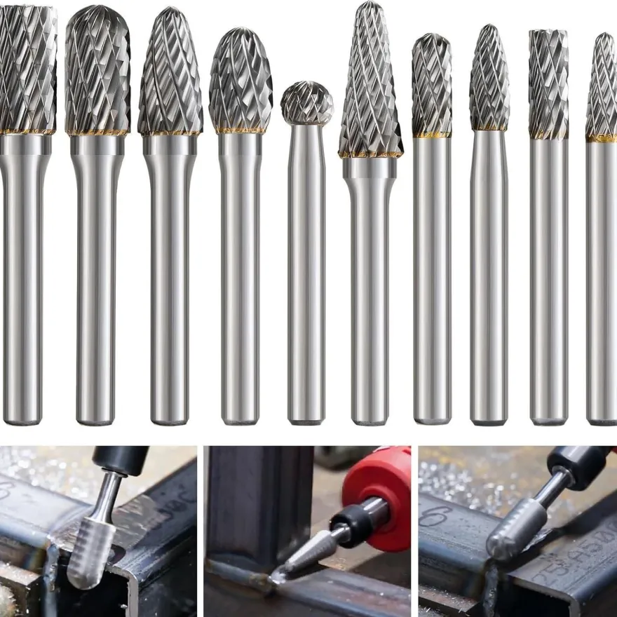 shengbenhao Hartmetall-Frässtifte mit Doppelschnitt, 6mm Schaft für Metall