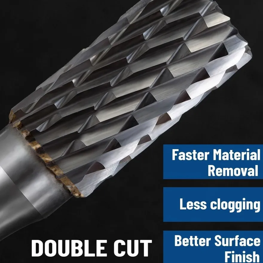 shengbenhao Hartmetall-Frässtifte mit Doppelschnitt, 6mm Schaft für Metall