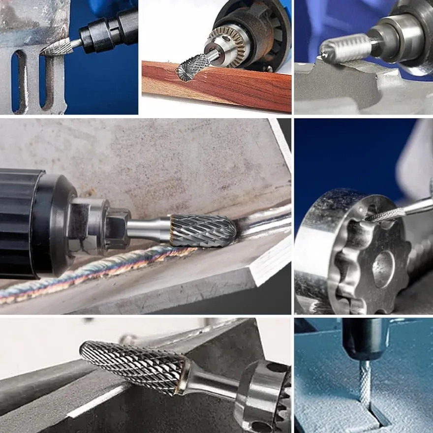 shengbenhao Hartmetall-Frässtifte mit Doppelschnitt, 6mm Schaft für Metall