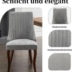 Shenyon Esszimmerstühle 8er Set, bequeme Polsterstühle aus Stoff mit