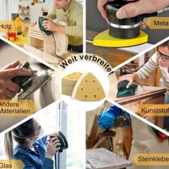 Shineboc Dreieck-Schleifpapier 60 Blatt, 6 Löcher, 93x93x93mm, Körnung 400 für