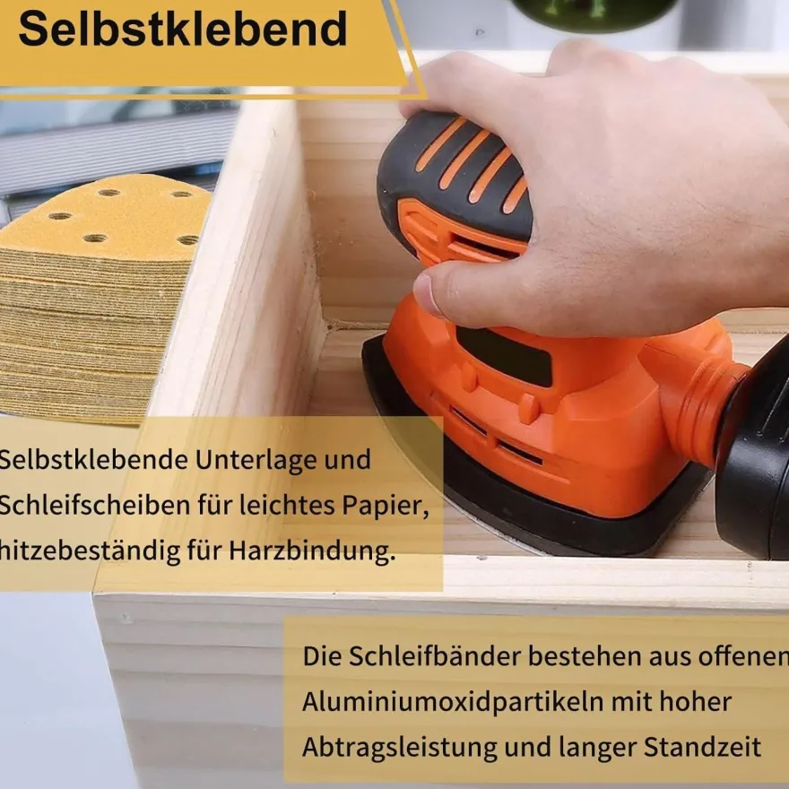 Shineboc Dreieck-Schleifpapier 60 Blatt, 6 Löcher, 93x93x93mm, Körnung 400 für