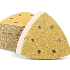 Shineboc Dreieck-Schleifpapier 60 Blatt, 6 Löcher, 93x93x93mm, Körnung 400 für