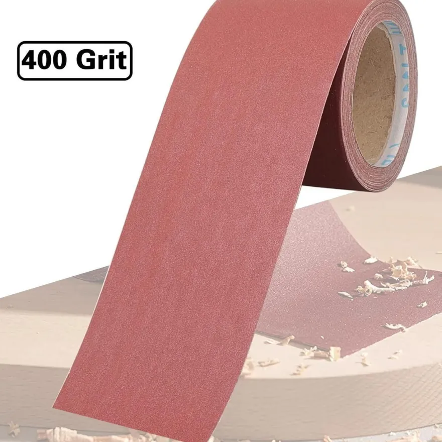 Shineboc Schleifpapier Rolle 400er Körnung, 93 mm x 10 m, für Holz und Metall