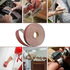 Shineboc Schleifpapierrolle 2,5 cm x 25 m, Körnung 60, Aluminiumoxid für Holz