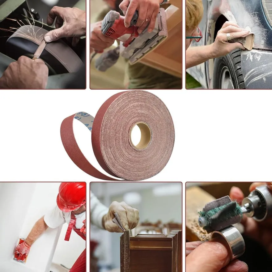 Shineboc Schleifpapierrolle 2,5 cm x 25 m, Körnung 60, Aluminiumoxid für Holz