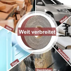 Shineboc Schleifpapierrolle 2,5 cm x 25 m, Körnung 60, Aluminiumoxid für Holz