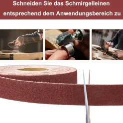 Shineboc Schleifpapierrolle 2,5 cm x 25 m, Körnung 60, Aluminiumoxid für Holz