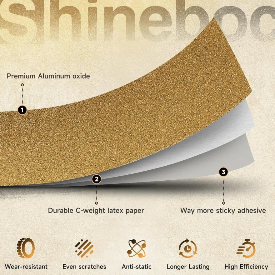Shineboc Selbstklebende Schleifpapier Rolle 70 mm x 12 m, Körnung 180 - Ideal