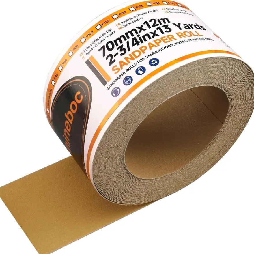 Shineboc Selbstklebende Schleifpapier Rolle 70 mm x 12 m, Körnung 180 - Ideal