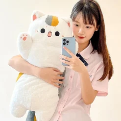 shownicer Plüschtier Katze Fisch 2 in 1 Kuschelkissen Kawaii Stofftier, 60 cm