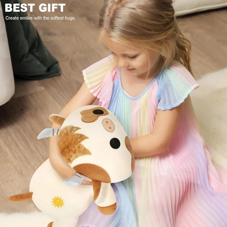 shownicer Plüschtier Kuh, Kawaii Milchkuh Kuscheltier Stofftier, weiches