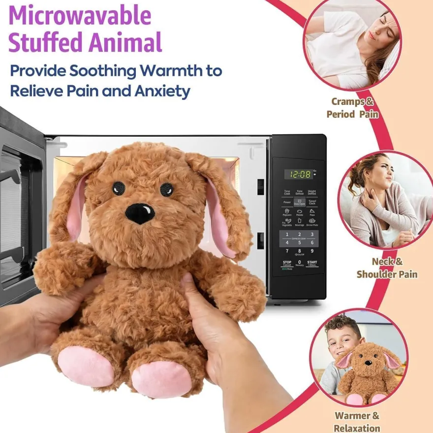 shownicer Wärmekissen Stofftier Hund Rosa 25cm, 0,8 KG, Mikrowellengeeignet