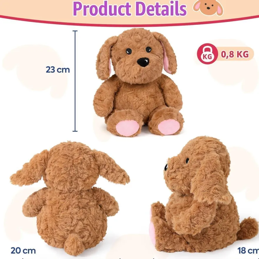 shownicer Wärmekissen Stofftier Hund Rosa 25cm, 0,8 KG, Mikrowellengeeignet