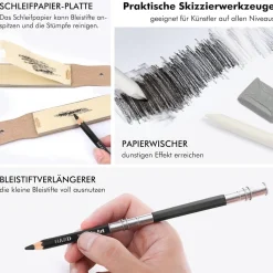 Shuttle Art Zeichenset 37-teilig: Professionelles Malset mit Graphitstiften