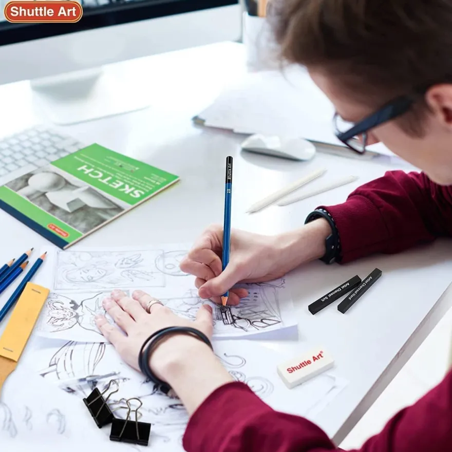 Shuttle Art Zeichenset 37-teilig: Professionelles Malset mit Graphitstiften
