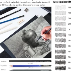 Shuttle Art Zeichenset 37-teilig: Professionelles Malset mit Graphitstiften