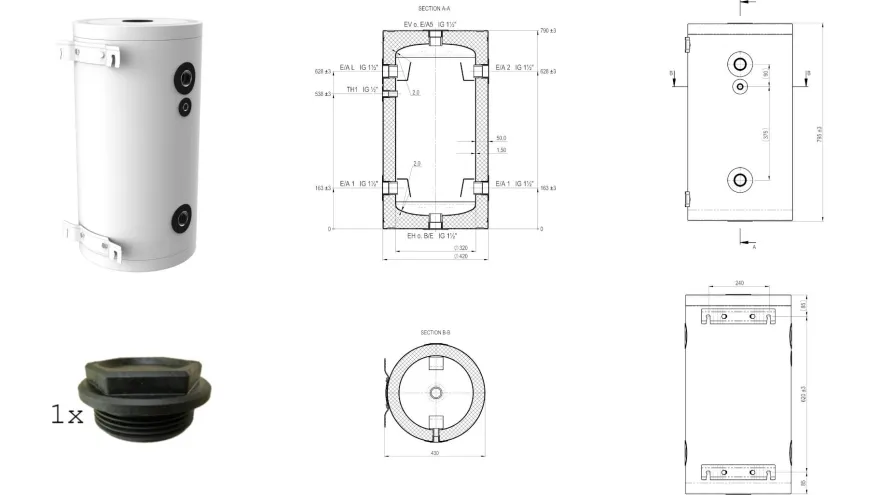 SHWT® EPS 30-160Liter Edelstahl Speicher 8Bar Wärmepumpen Pufferspeicher