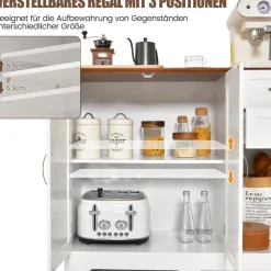 Sideboard Küchenschrank Weiß, Kücheninsel mit Arbeitsplatte 100×40cm Buffetschrank