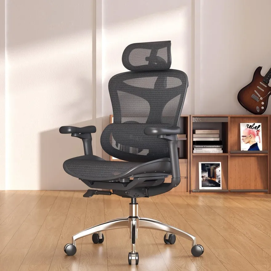 SIHOO Ergonomischer Bürostuhl C300 mit 3D-Armlehnen & Lordosenstütze, Schwarz