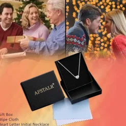Silber Damen Halskette Buchstabenherz Anhänger Initialschmuck Mädchen