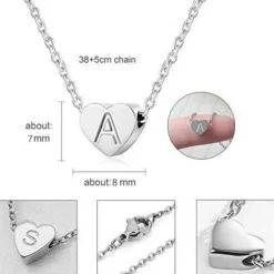 Silber Damen Halskette Buchstabenherz Anhänger Initialschmuck Mädchen