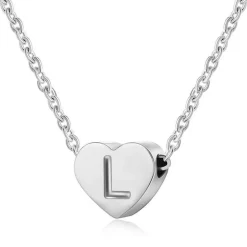Silber Damen Halskette Buchstabenherz Anhänger Initialschmuck Mädchen
