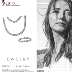 SilberDream Schmuck Set Collier & Armband für Damen Zopf glanz Silber SDS438J
