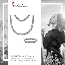 SilberDream Schmuck Set Collier & Armband für Damen Zopf glanz Silber SDS438J