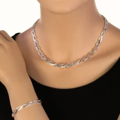 SilberDream Schmuck Set Collier & Armband für Damen Zopf glanz Silber SDS438J