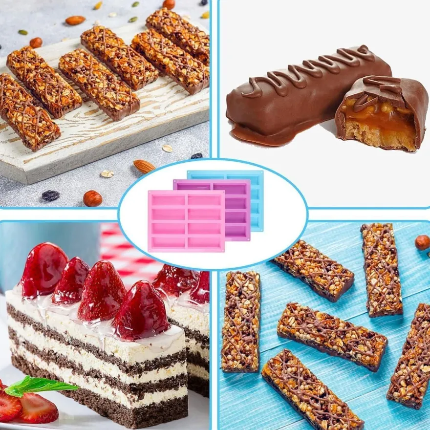 Silikonform Müsliriegel Schokoladenriegel Energie Riegel Kuchenform 8 Mulden