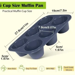 Silikon Muffinform 6er Antihaft Backblech Cupcakes Brownies Kuchen Pudding 27,8