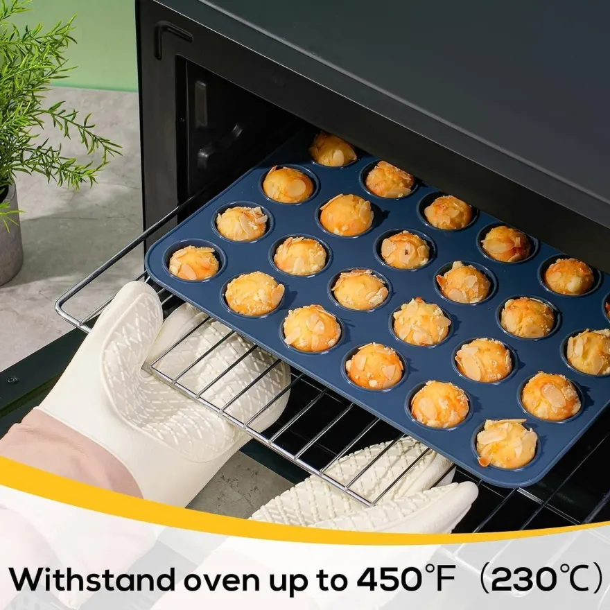Silikon Muffinform für 24 Muffins Antihaft Backblech Grau 34x23x2,5cm