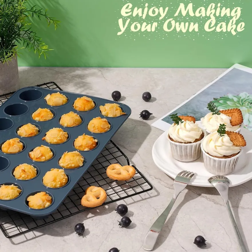 Silikon Muffinform für 24 Muffins Antihaft Backblech Grau 34x23x2,5cm