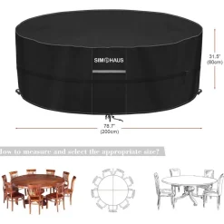 Simphaus Abdeckplane für Gartentisch, Whirlpool, Ø200x80cm, 420D Oxford