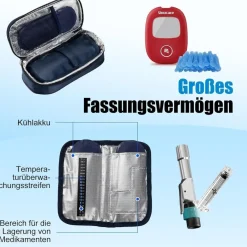 Sinocare Insulin Kühltasche mit 3 Kühlakkus - Medikamenten- und