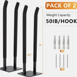 Sinoer Garagenhaken, 2er-Pack 14 Zoll Stahl Doppelhaken für Werkzeuge, Reifen