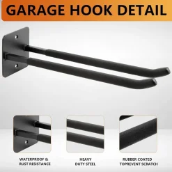 Sinoer Garagenhaken, 2er-Pack 14 Zoll Stahl Doppelhaken für Werkzeuge, Reifen