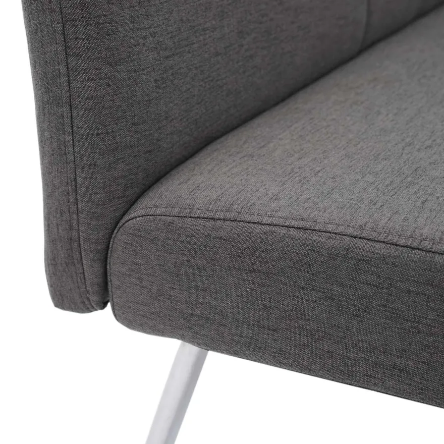 Sitzbank HWC-G55, Esszimmerbank Bank, Stoff/Textil Edelstahl gebürstet