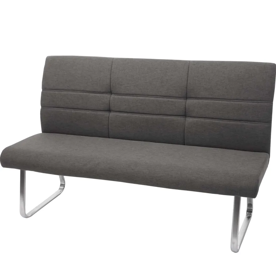 Sitzbank HWC-G55, Esszimmerbank Bank, Stoff/Textil Edelstahl gebürstet
