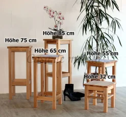 Sitzhocker ANTON 32x65x32cm Hocker Kernbuche massiv natur geölt