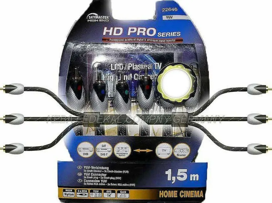 SKY Master 22646 YUV Verbindungs Kabel 1.5m High Speed 3x RCA-3x RCA DVD LED TV