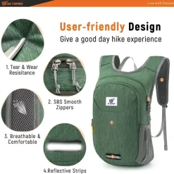 Skysper Faltbarer Rucksack 10L Ultraleicht Tagesrucksack mit Reflexstreifen für